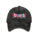 Retro We Heart Our Neighbors USA Canada Mexico Print Baseball Cap