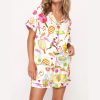 Summer Pickleball Silky Satin Pajama Set