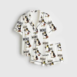 Resist Penguin Activism Hands Off Pajama Set