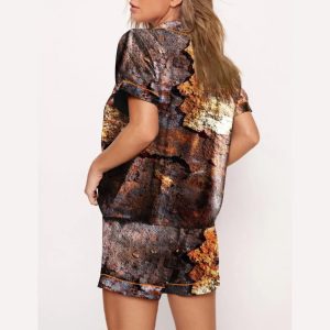 USA Flag Dilapidated Ruins Print Pajama Set1
