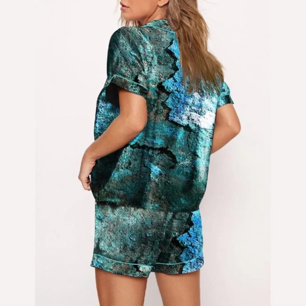 USA Flag Dilapidated Ruins Print Pajama Set