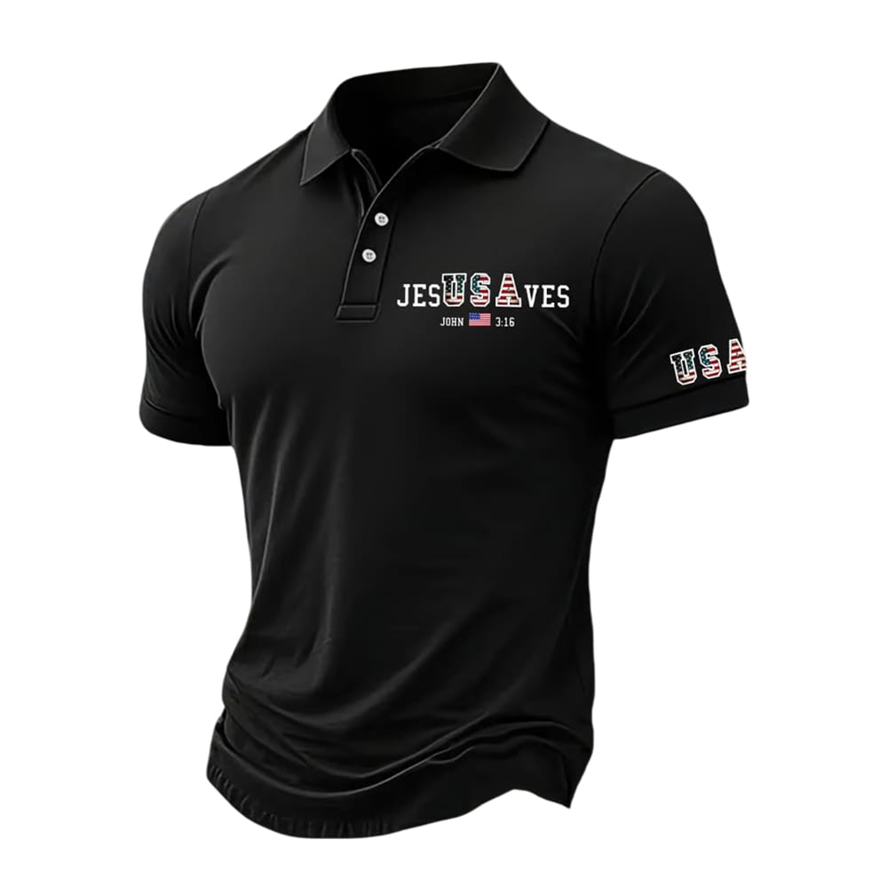 USA Jesus Saves John 3 16 Polo Shirt USA Jesus Saves John 3 16 Polo Shirt