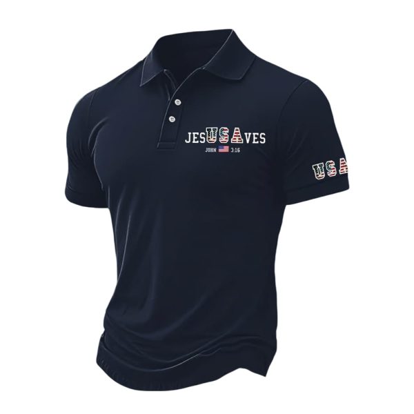 USA Jesus Saves John 3 16 Polo Shirt