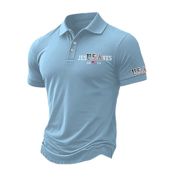 USA Jesus Saves John 3 16 Polo Shirt