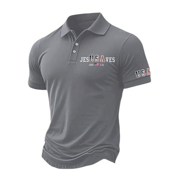 USA Jesus Saves John 3 16 Polo Shirt