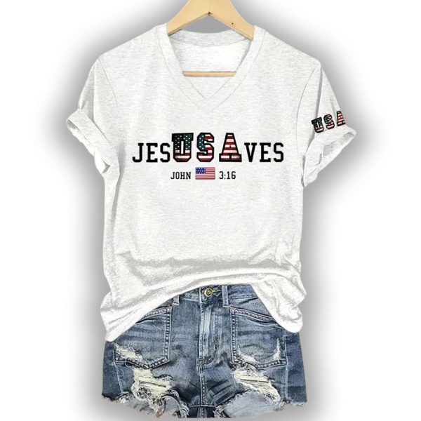 USA Jesus Saves John 3 16 Shirt