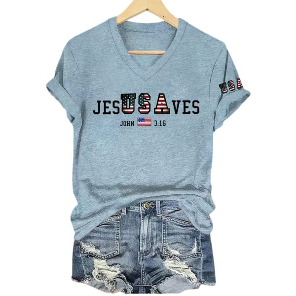 USA Jesus Saves John 3 16 Shirt