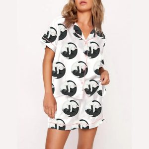 YinYang Cute Cats Print Pajama Set1
