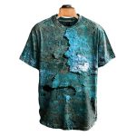 Unisex Retro Aged Rust Printed Casual Loose Short Sleeve T-Shirt