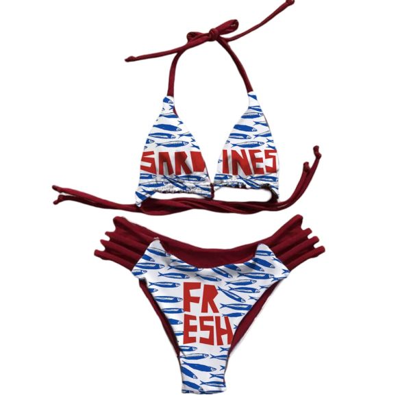 Vintage Sardine Halter Bikini Set For Women