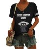 Women’s FDT Flying Dragon Tales Printed V-Neck T-Shirt