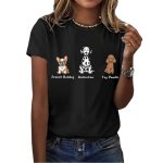 Women's FDT French Bulldog Dalmatian Toy Poodle Print Round Neck T-Shirt