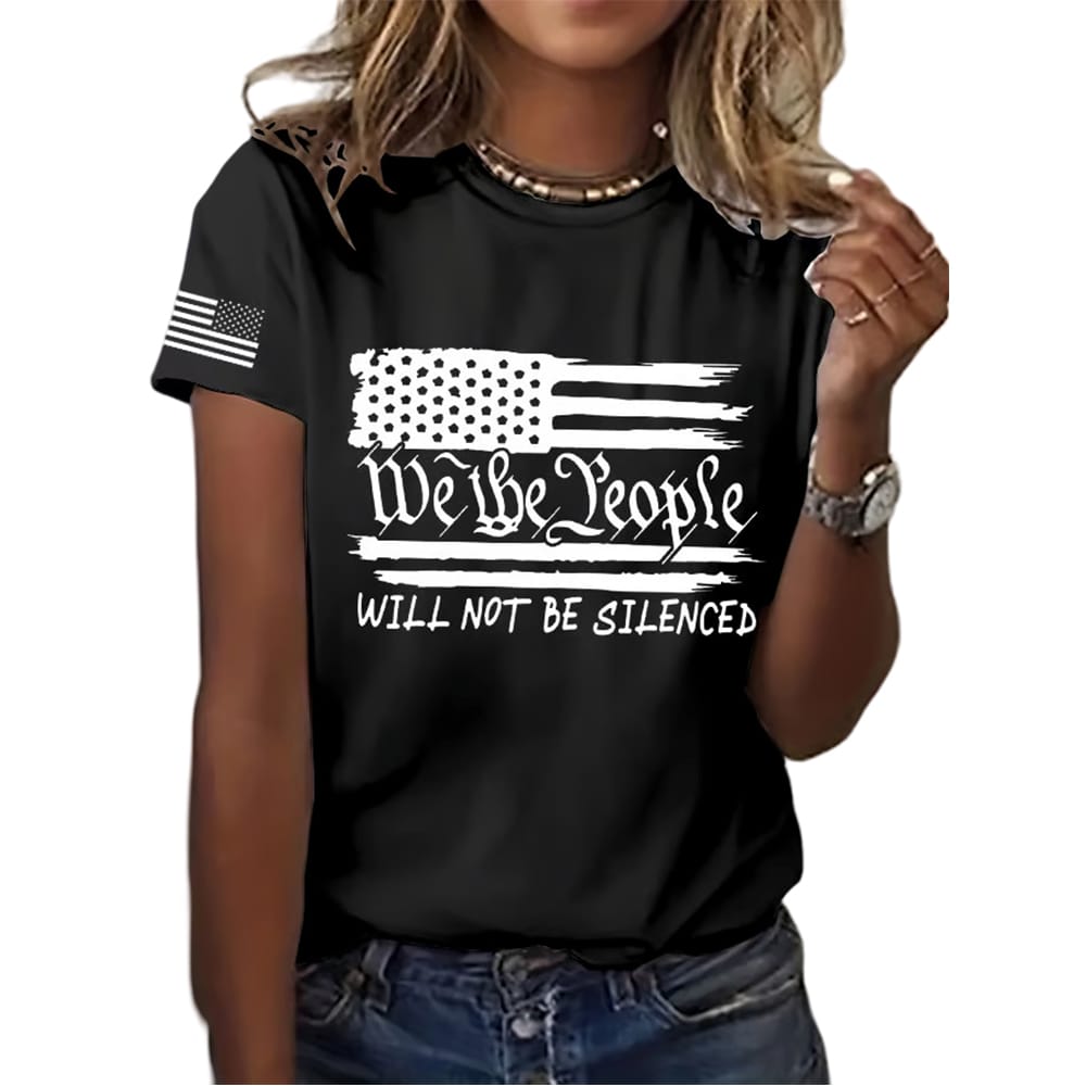 Womens We The People Will Not Be Silenced Print T Shirt Women's We The People Will Not Be Silenced Print T-Shirt