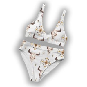 Aztec Bull Skull Two Piece Bikini Set2