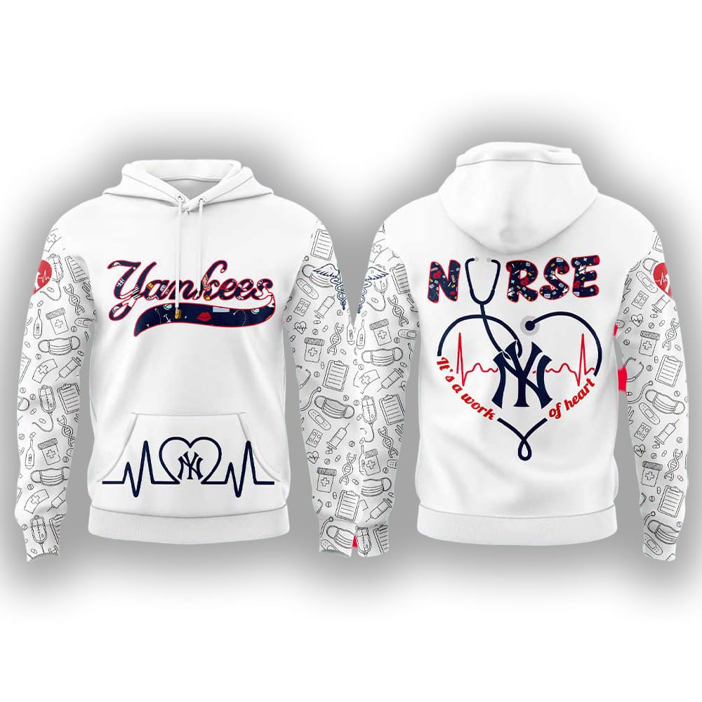Yankees Nurses Appreciation Heartbeat EMS 2025 Hoodie Yankees Nurses Appreciation Heartbeat EMS 2025 Hoodie