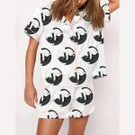 YinYang Cute Cats Print Pajama Set