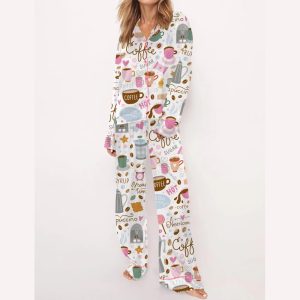 Coffee Silky Satin Pajama Set2