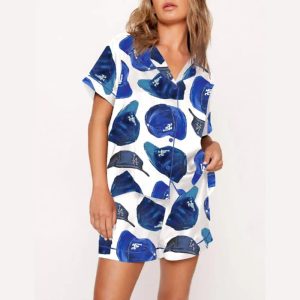 Baseball Dodgers Hat Print Pajama Set1