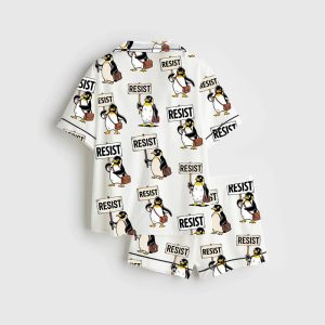 Resist Penguin Activism Hands Off Pajama Set1