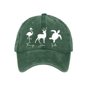 FDT Flamingo Deer Turtle Print Baseball Cap2