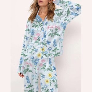 Floral Silky Satin Pajama Set4