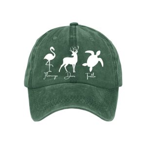 Flamingo Deer Turtle Print Baseball Cap2