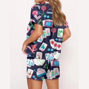 Chinoiserie Mahjong Satin Pajama Set3