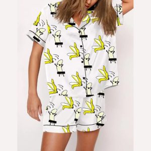Banana Takes Off Clothes Print Pajama Set