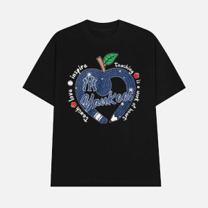 Yankees Teach Love Inspire Teaching Is A Work Of Heart Shirt 1
