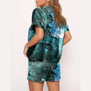 USA Flag Dilapidated Ruins Print Pajama Set3