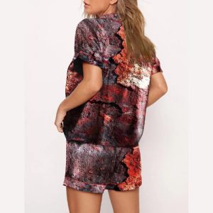 USA Flag Dilapidated Ruins Print Pajama Set5