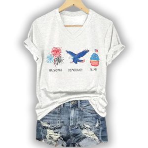 Fireworks Democracy Treats Independence Day FDT Shirt2