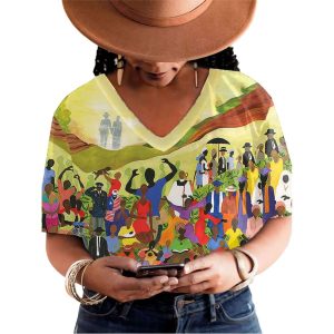 Womens Juneteenth Cheer Independence And Freedom Print T Shirt1