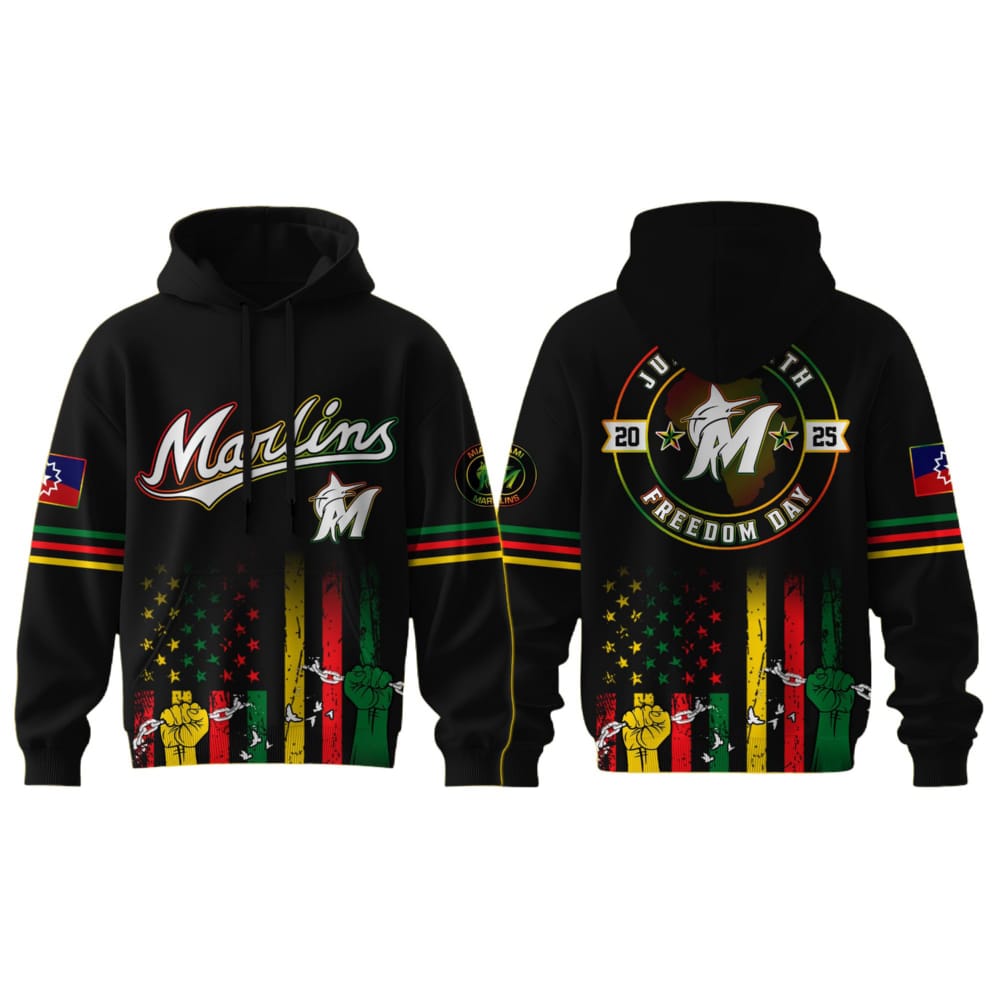 2025 Marlins Juneteenth Freedom Day Hoodie 2025 Marlins Juneteenth Freedom Day Hoodie