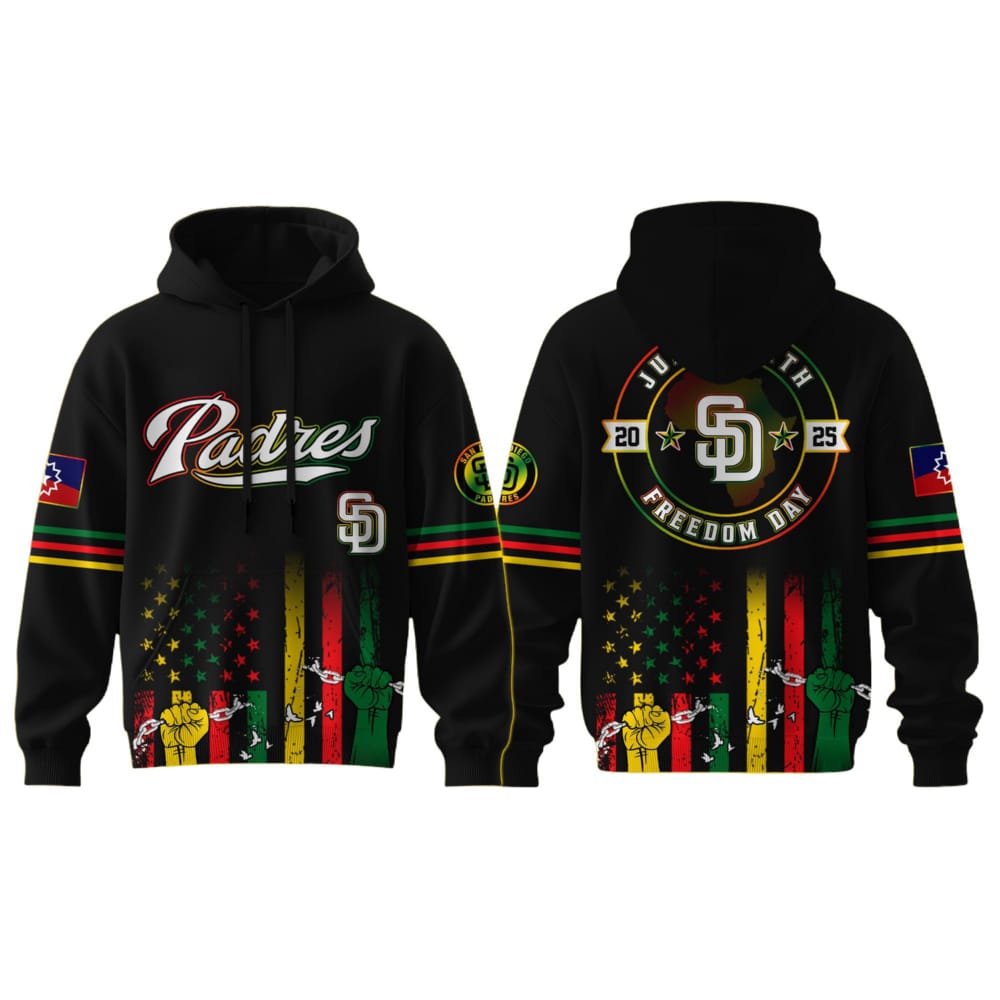 2025 Padres Juneteenth Freedom Day Hoodie 2025 Padres Juneteenth Freedom Day Hoodie