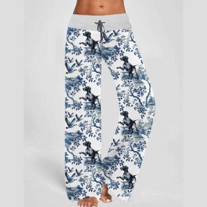 German Shorthaired Pointer Contrast Wide Leg Pants For Women1