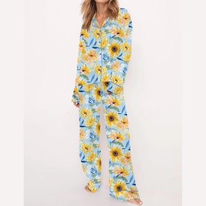 Sunflower Silky Satin Pajama Set2