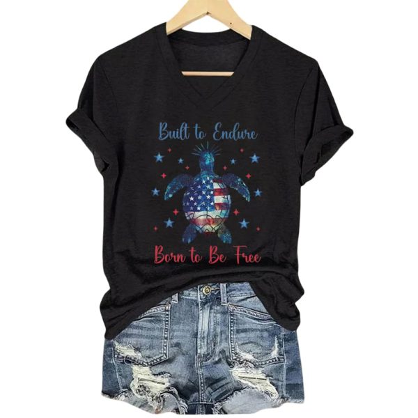 4th Of July Sea Turtle Built To Endure Born To Be Free Shirt