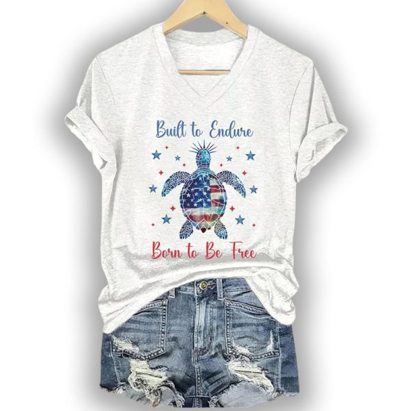 4th Of July Sea Turtle Built To Endure Born To Be Free Shirt
