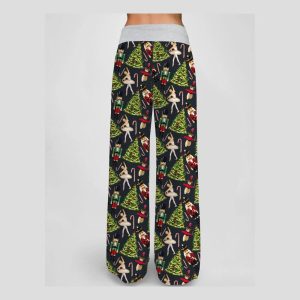 Christmas Nutcracker Ballet Contrast Wide Leg Pants For Women1