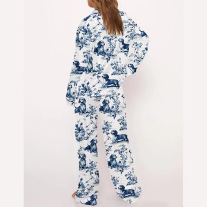Chinoiserie Dachshund Silky Satin Pajama Set3