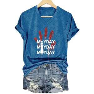 Mayday Mayday Mayday Red Handprint Resist Shirt2