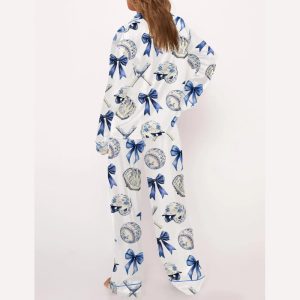 Chinoiserie Baseball Silky Satin Pajama Set3