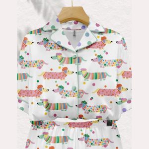 Rainbow Dachshund Art Pajama Set1
