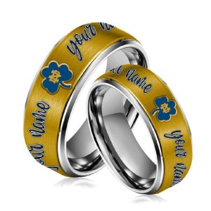 Notre Dame Football Silver Tungsten Couples Rings2