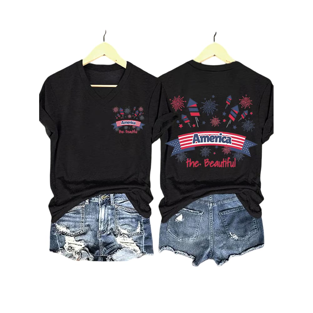 America The Beautiful Fireworks Two Sided Shirt America The Beautiful Fireworks Two-Sided Shirt