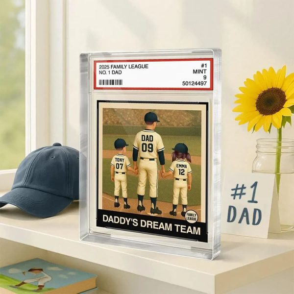 Baseball Card Daddy’s Dream Team Personalized Acrylic Block Plaque