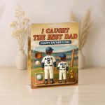 Baseball I Caught The Best Dad Happy Father's Day Personalized Acrylic Plaque