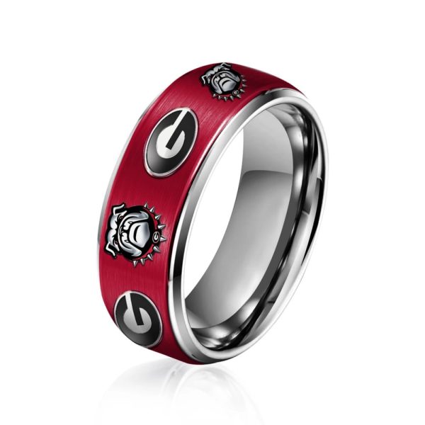 Bulldogs Silver Tungsten Rings