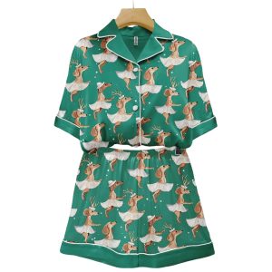 Dachshund Ballet Christmas Art Pajama Set